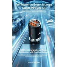 Ayt Powerway Minikit 30W Super Pd & Qc 4.0 Çift Çıkışlı Hızlı Ultra Kompakt Metal Araç Şarj Cihazı