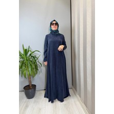 Miss Dalida Düz Renk Uzun Kollu Cupro Elbise Lacivert T26Y-4008