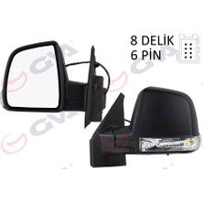 GVA Dış Dikiz Aynası Sol Doblo 2011 Elektrikli Sinyalli Siyah Kapaklı Tek Cam Konveks 6 Fiş VM-668EHL