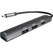 Ayt Fully S-802K 4'ü 1 Arada Usb-A Type-C Hub Dönüştürücü Alüminyum Gövde Ultra Ince Tasarım