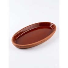 Edenza Oval Sırlı Toprak Güveç Tabağı | Fırına Dayanıklı Doğal Toprak Sunum Tabağı (25 x 13 Cm)