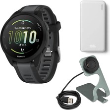 Garmin Forerunner 165 Gps (Black ve Slate Gray) Sche With Silhouette 6.000MAH Portatif Accessory (Beyaz) ve Focus Camera Portable Şarj Stand ve USB Şarj Kablolu (3)