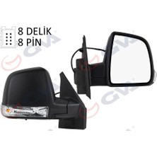 GVA Dış Dikiz Aynası Sağ Doblo 2011 Elektrikli Sinyalli Siyah Kapaklı Tek Cam Konveks 8 Fiş VM-668EHR