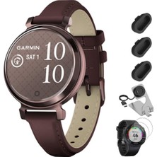 Garmin Lily 2 Classic Dark Bronze With Mulberry Deri Band Sche With Şarj Dock For Venu 3 + Silikon Toz Kapak (3-Pack) + Tempered Glass Ekran Koruyucu