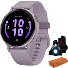 Garmin 010-02862-13AKTIF 5 Fitness, Orchid | Resmi Abd Ortak Modeli | Işout Soğutma Spor Havlusu ve Deco Essentials Wearable Commuter And Front Safety Light Light