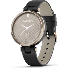Garmin Lilytm, Small Gps With Touchscreen And Patterned Lens, Light Gold With Black Deri Band