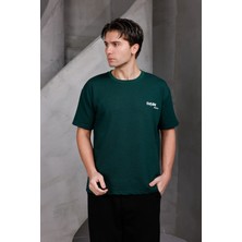 Dark Moda Erkek Baskılı Oversize Bisiklet Yaka 2 Iki Iplik Kompakt T-Shirt