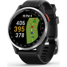 Garmin Approach® S44, Essential Golf Gps , Amoled Ekran, On-, Özellikler, Gümüş Alüminyum Siyah Band ile Bezel