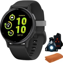 Garmin 010-02862-10AKTIF 5 Fitness , Black Sche With Workout Soğutma Sport Havlu ve Deco Essentials Wearable Commuter Front ve Arka Güvenlik Işığı Işık