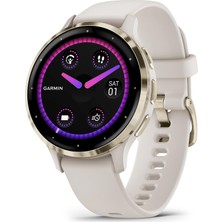 Garmin Venu 3s Soft Gold Paslanmaz Çelik Bezel 1.2-Inch Amoled Touch  With 41MM Ivory Case And Silikon Band