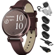 Garmin 010-02208-03 Lily 2 Classic Dark Bronze With Mulberry Deri Band Sche With Deco Essentials Şarj Dock, Silikon Dust Cover 3 Pack And USB Type C Şarj ve Sen Cable
