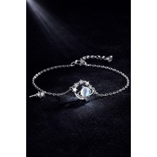 Trend Collection Yıldız & Satürn Figürlü Mavi Taşlı Gezegen Bileklik – Minimal Şık Tasarım