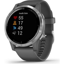 Garmin 010-02174-01 Vivoaktif 4, Gps, Özellikler Müzik, Body Energy Watch, Animation Workouts, Pulse Ox Sensörler ve Daha Fazlası, Gray Band ile Gümüş