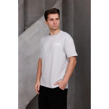 Dark Moda Erkek Baskılı Oversize Bisiklet Yaka 2 Iki Iplik Kompakt T-Shirt