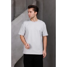 Dark Moda Erkek Basic Oversize Bisiklet Yaka 2 Iki Iplik Kompakt T-Shirt