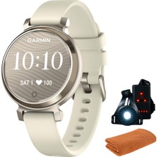 Garmin 010-02208-00 Lily 2 Cream Gold With Coconut Band | Resmi Abd Ortak Modeli | Spor Havlusu + Deco Essentials Wearable Commuter & Arka Güvenlik Işıklı Işık