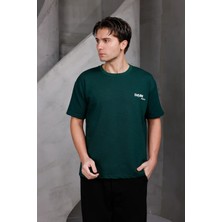 Dark Moda Erkek Baskılı Oversize Bisiklet Yaka 2 Iki Iplik Kompakt T-Shirt