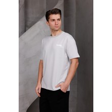 Dark Moda Erkek Baskılı Oversize Bisiklet Yaka 2 Iki Iplik Kompakt T-Shirt