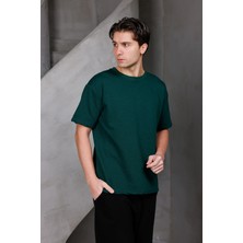 Dark Moda Erkek Basic Oversize Bisiklet Yaka 2 Iki Iplik Kompakt T-Shirt
