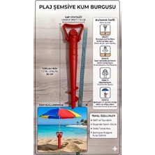 Lider Magnesia Bahçe ve Plaj Şemsiyesi Kazığı Kırmızı Plastik Ortadan Direkli Çardak Şemsiye
