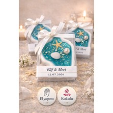 Larina Hediyelik Kişiye Özel Kokulu Mum Hediyelik – El Yapımı Deniz Temalı Premium Düğün & Baby Shower Konsepti