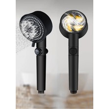 Emka Pervaneli Turbo Fanlı Tazyikli Duş Başlığı Döner Başlıklı Stop Düğmeli Su Tasarruflu Siyah