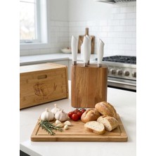 Lüks Kaliteli Schön 6 Parça Ahşap Standlı Bıçak Seti (Beyaz)