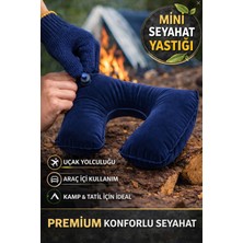 Toyfest Lacivert Şişme Seyahat Boyun Yastığı – Uçak Araç Kamp Için Ergonomik Taşınabilir Travel Yastık