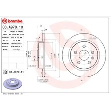 Brembo ARKA FREN AYNASI INSIGNIA A 2008 SAAB 9-5 YS3G 2010-2016 JANT 292X12X5DL DOLU 13502198 (2 ADET)