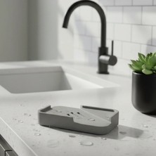 Fiyera Home Gri Izgaralı Dikdörtgen Sabunluk