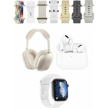 Zengemtx Karler Bass K32 Kombo 7 Adet Kordon Akıllı Saat  Kulaklık Kafa Üstü Kablosuz Kulaklık Set - Beyaz