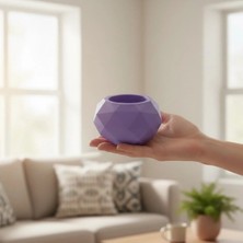 Fiyera Home Mor Yuvarlak Kristal Beton Saksılık Mumluk
