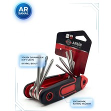 Anşin 8 Parça Katlanabilir Tornavida Seti Cr-V Çelik Yıldız ve Düz Uçlu Cep Tipi Takım Çantası