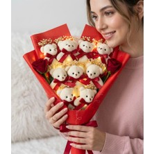 Kamira Işıklı Ayıcıklı Gül Buketi (Sevgiliye Özel Hediye)