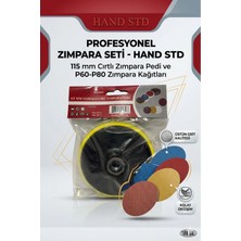 115 mm Cırt Zımpara Tabanı ve 6 Adet Yedek Zımpara Seti - Matkap ve Avuç Taşlama Uyumlu Pad Seti