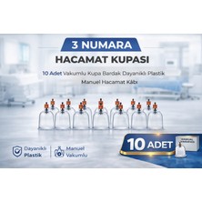 isiltikidsmoda 3 Numara Hacamat Kupası 10 Adet Vakumlu Kupa Bardak Dayanıklı Plastik Manuel Hacamat Kabı