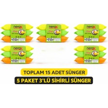 isiltikidsmoda Nerox Magic Sihirli Sünger 3'lü 5 Paket Toplam 15 Adet Çok Amaçlı Temizlik Süngeri Mutfak Bulaşık Banyo Temizlik Süngeri