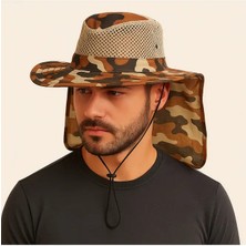 Mustran Uv Korumalı Enseli Outdoor Şapka Bahçe Balıkçı Kamuflaj Güneş Şapkası Hafif