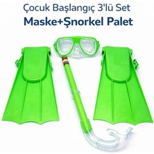 Mustran Çocuk 3'lü Set Palet Maske Şnorkel Dalış Seti Pvc 24-29 Numara Ayarlanabilir Kayışlı