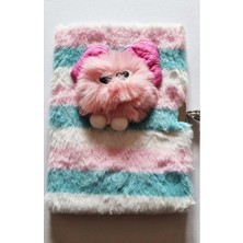 Modellino Kilitli Hatıra Defteri 3D Figürlü Peluş Günlük Anı Not Defteri 80Y A5 Çizgili