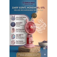 Labubu Figürlü Şarjlı El Fanı - 3 Kademeli Taşınabilir Masaüstü Soğutucu Mini Fan - Pembe