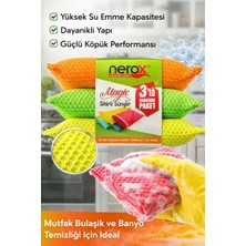 isiltikidsmoda Nerox Magic Sihirli Sünger 3'lü 1 Paket Çok Amaçlı Temizlik Süngeri Bulaşık Mutfak Banyo Temizlik Süngeri