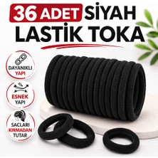 isiltikidsmoda 36 Adet Siyah Lastik Toka Kalın Saç Lastiği Dayanıklı Esnek Saç Toplama Tokası Kadın ve Kız Çocuk Saç Aksesuarı Çoklu Paket