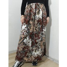 Hoaryage Beli Lastikli Desenli Viskon Kumaş Maxi Boy Anne Etek %100 Pamuk 38BEDEN 100KG