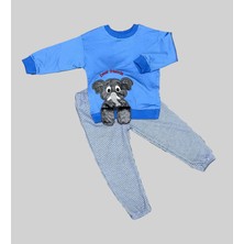 Diji Baby 1-2-3 Yaş Filli Sallanan Ayak Desenli Likra Penye Kumaş Sweat Pantolonlu Kız Erkek 2li Çocuk Takımı