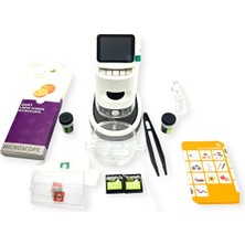 Mustran Çocuklar Için Stem Eğitim MIKROSKOBU-1000X Hd Kablosuz Bilim Seti -Hazır Böcek ve Bitki Örnek Kartlı