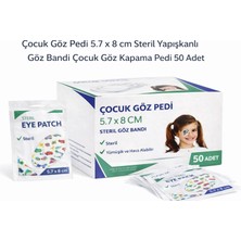 isiltikidsmoda Çocuk Göz Pedi 5.7 x 8 cm Steril Yapışkanlı Göz Bandı Çocuk Göz Kapama Pedi 50 Adet 1 Kutu