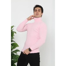 İsmiyle Al Erkek Fitilli Kaşkorse Kumaş Boğazlı Full Likralı Slimfit Body - Toz Pembe