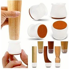 12 Adet Yarı Saydam Silikon Keçeli Sandalye Ayağı Pabucu – Zemin Koruyucu (2 – 2.5 Cm)