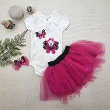 Diji Baby 6-9 9-12 12-18 Ay Ananas Nakışlı Kısa Kollu Sweatli Şortlu 2li Kız-Erkek Bebek Takımı